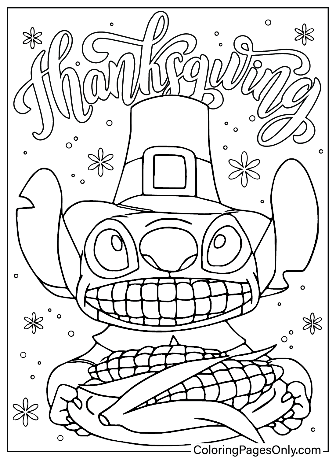 Stitch Disney Thanksgiving Coloring Page from Disney Thanksgiving