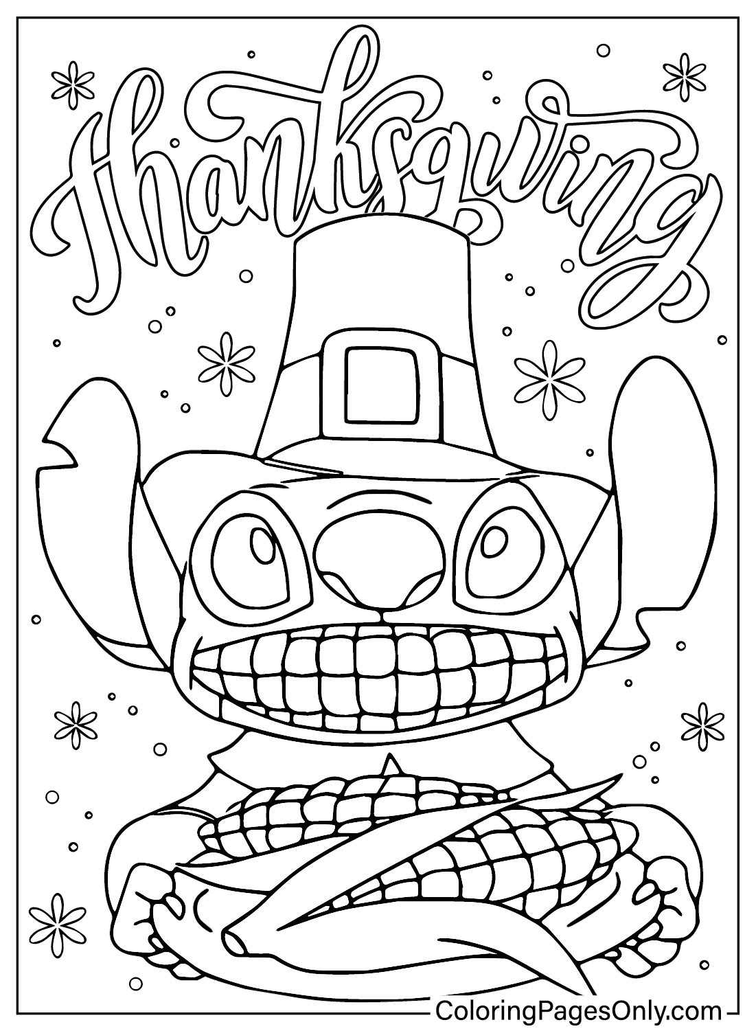 Disney Stitch Thanksgiving Coloring Page Free Printable Coloring Pages