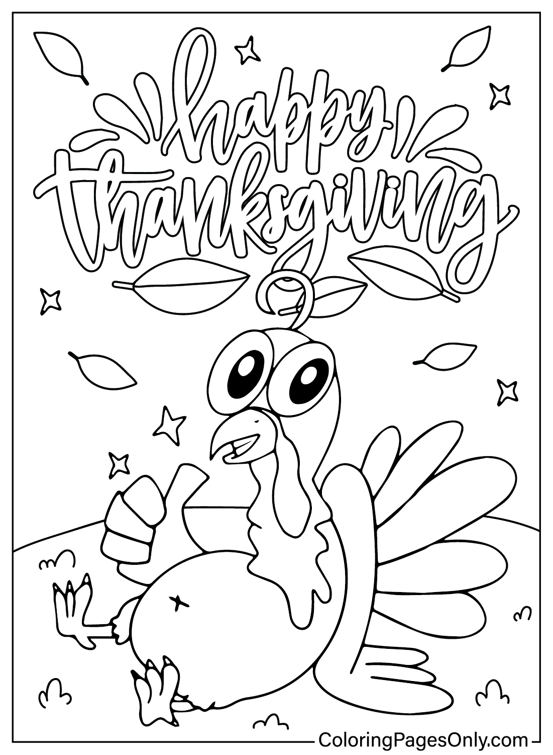 Página colorida dos desenhos animados de Ação de Graças from Thanksgiving Cartoon