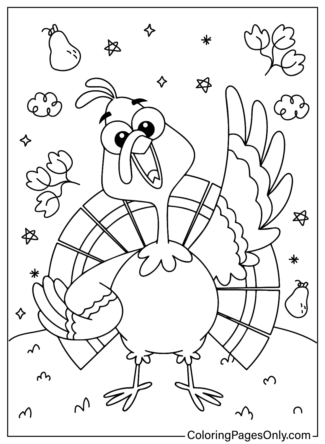 Thanksgiving Cartoon Coloring Page Free Printable