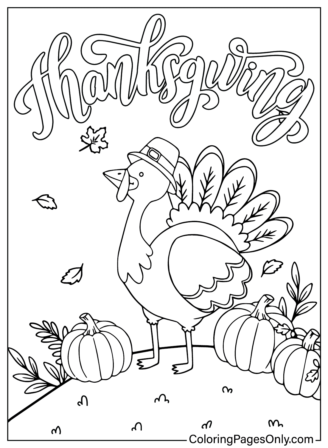 Página para colorear de dibujos animados de Acción de Gracias gratis de Dibujos animados de Acción de Gracias