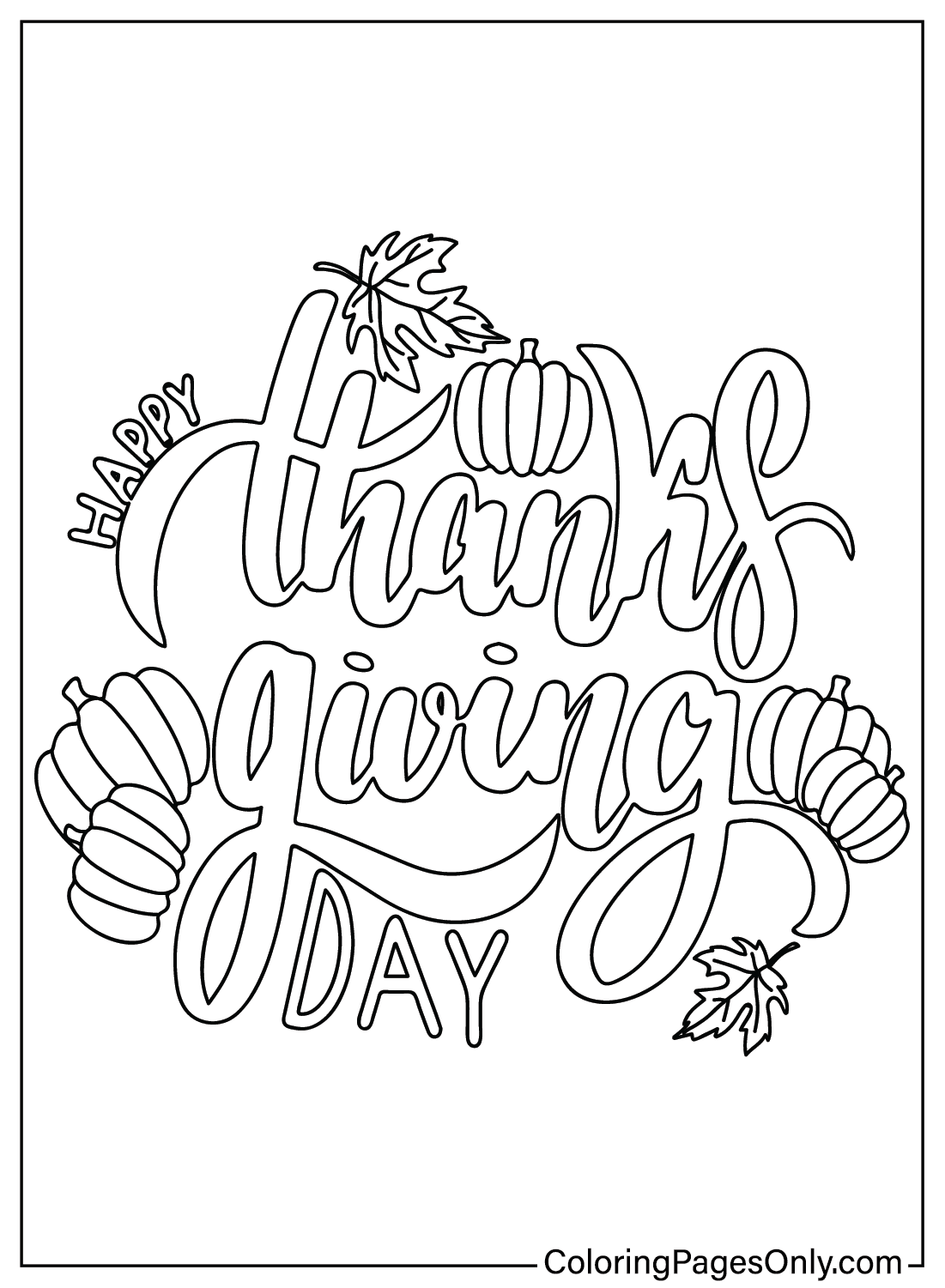Pagina da colorare del Ringraziamento gratuita dal Ringraziamento