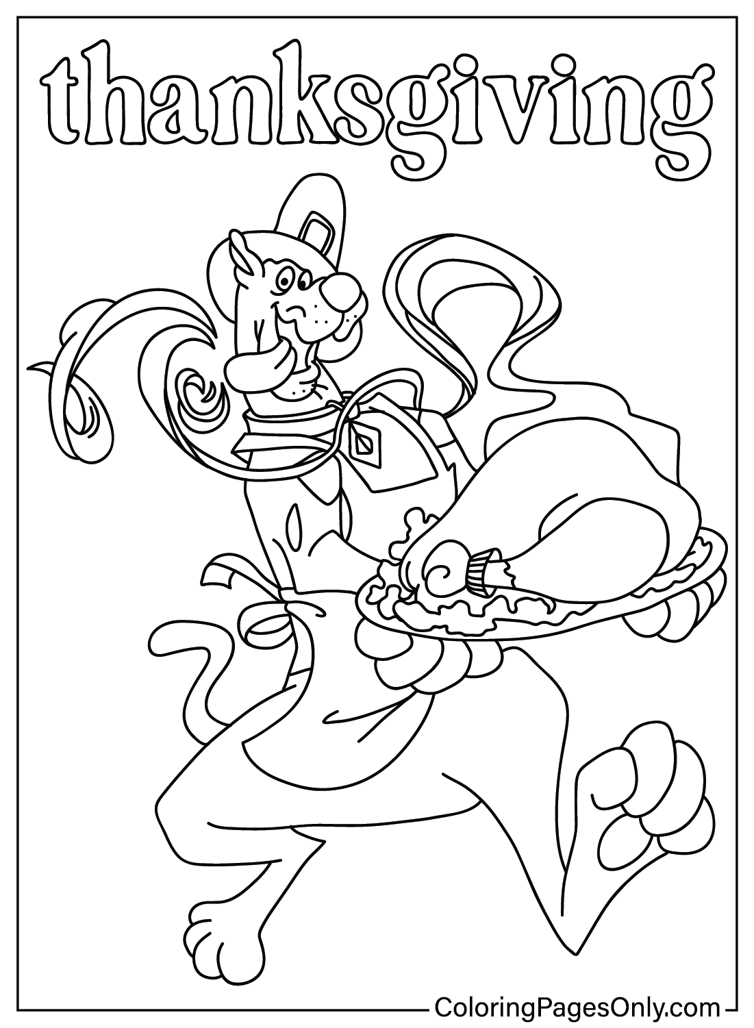 Thanksgiving Scooby-Doo Coloring Page from Thanksgiving Cartoon