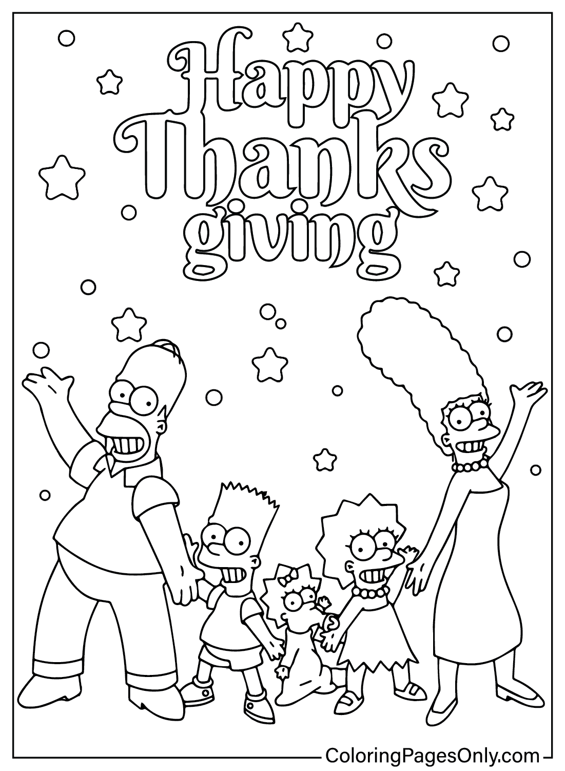 Thanksgiving Simpson Family Coloring Page