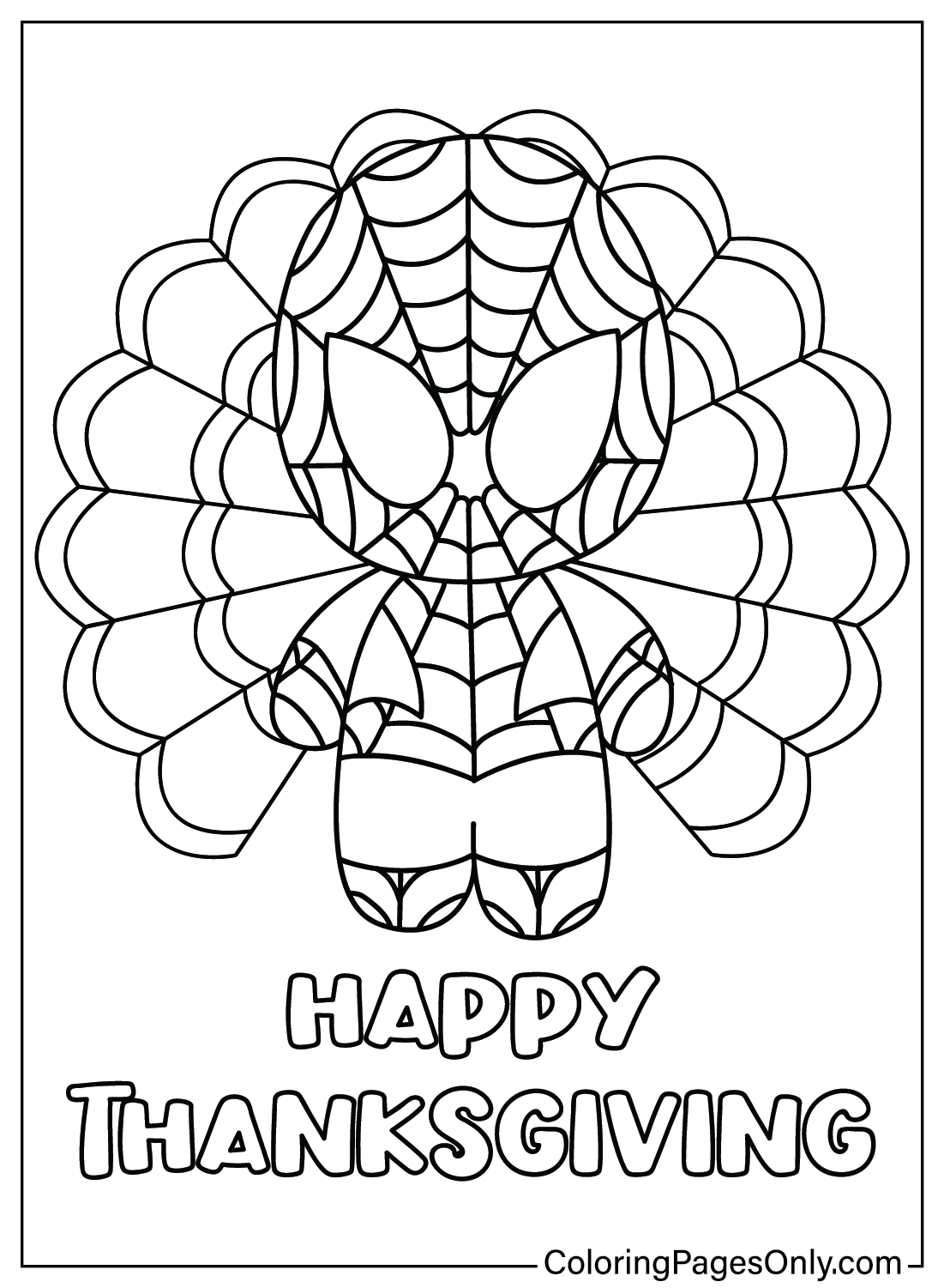 Página para colorear de Spider-Man de Acción de Gracias de dibujos animados de Acción de Gracias