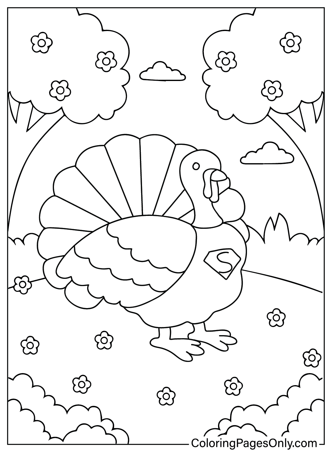 Thanksgiving Superman Turkey Coloring Page from Thanksgiving Cartoon