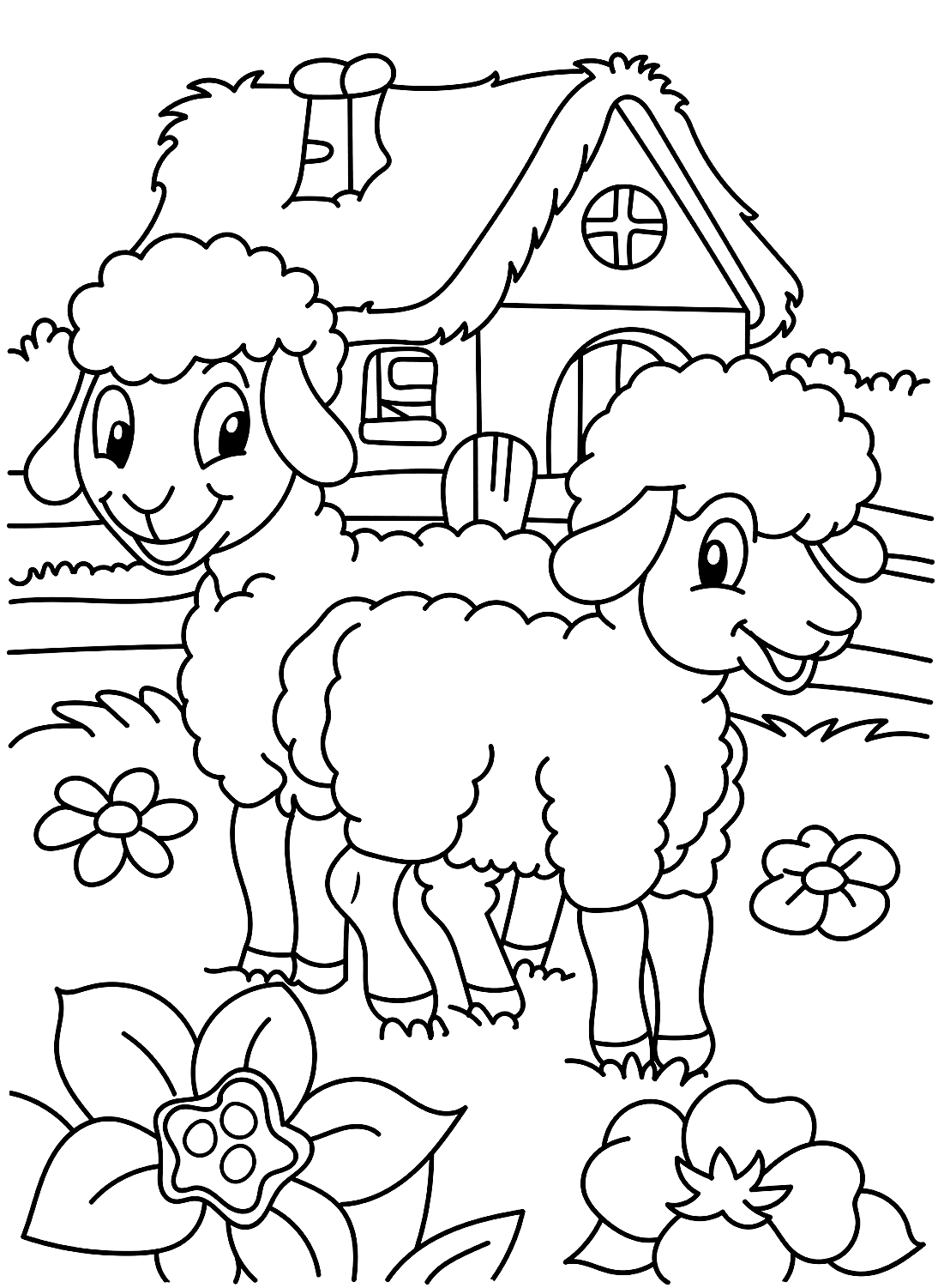 A adorável página colorida de Sheepe de Sheep