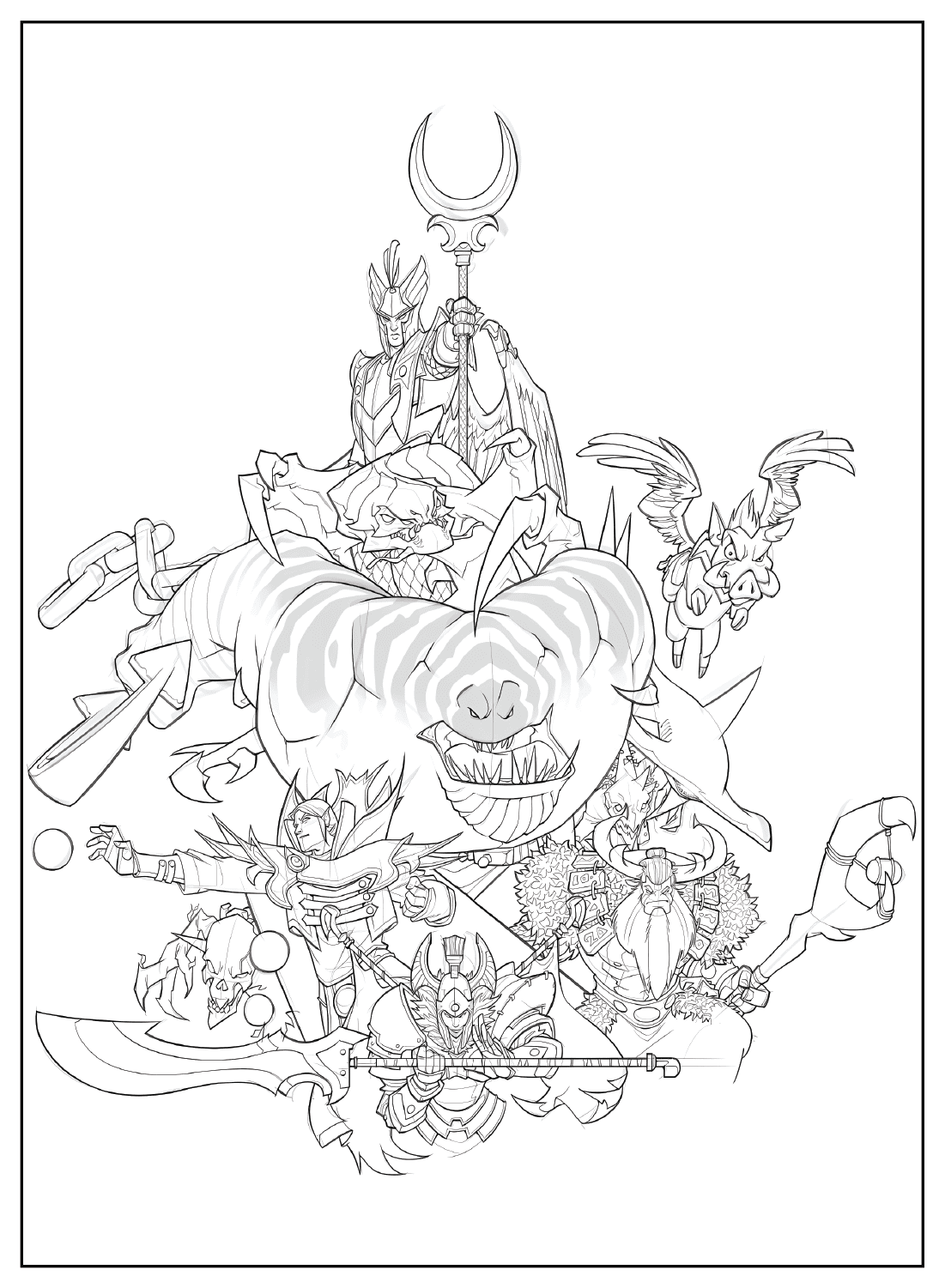 Tide and team Coloring Page from Dota 2