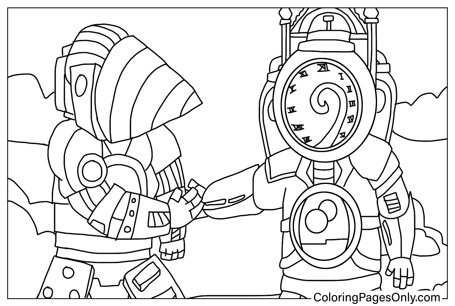 Titan ClockMan and Titan Drillman Coloring Pages from Titan Clock Man