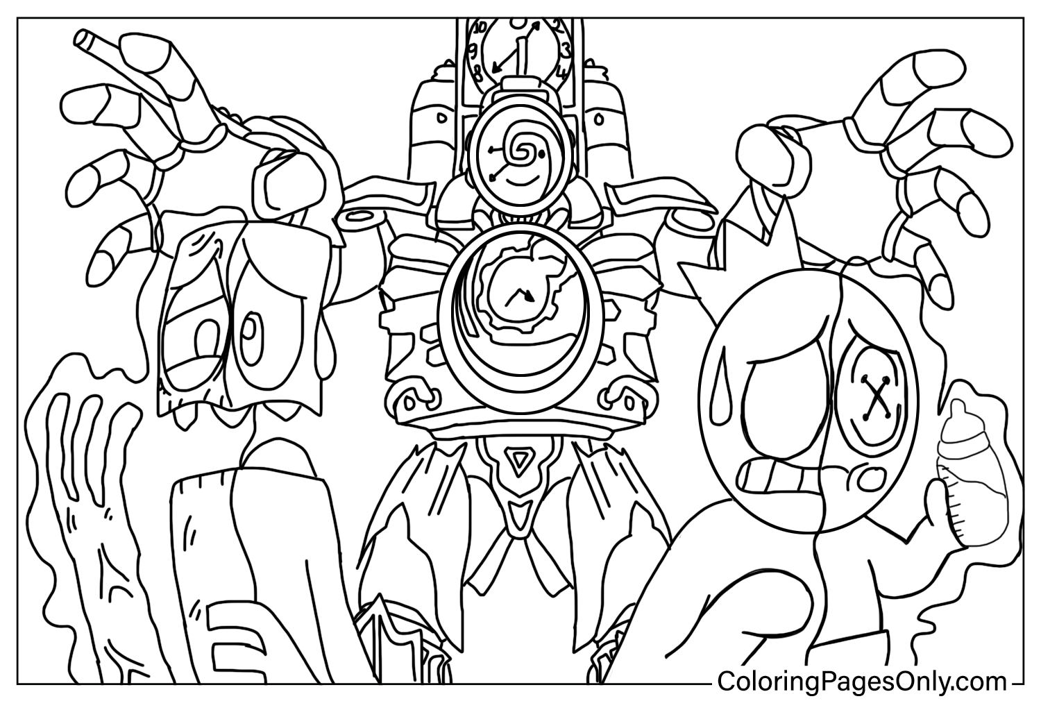 Desenhos para colorir Titan ClockMan vs Rainbow Friends de Titan Clock Man