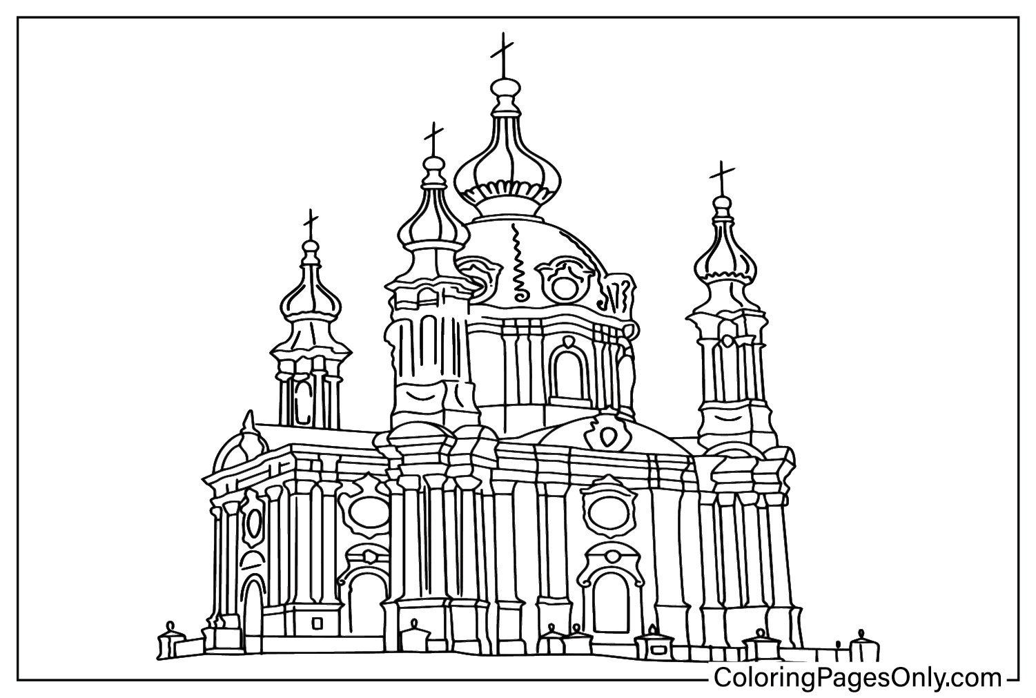 Dibujo para colorear de la Iglesia de Santa Sofía de Ucrania de Ucrania