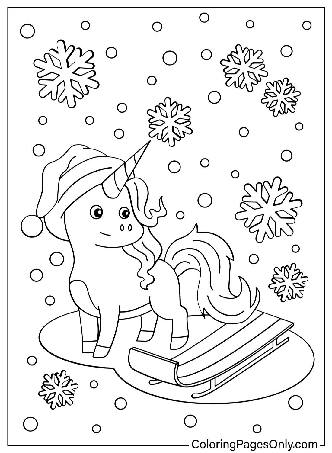 Livro para colorir de Natal de unicórnio