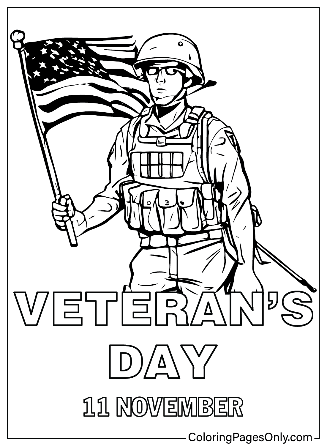 Página para colorir do Dia dos Veteranos do Dia dos Veteranos