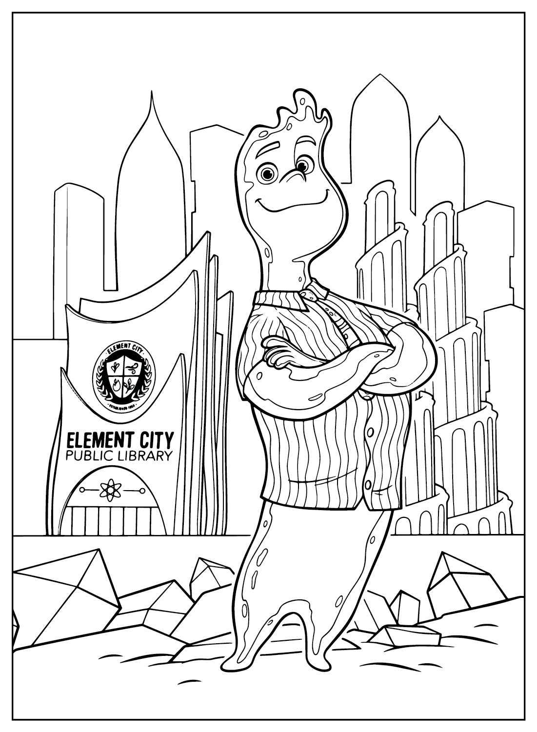 Wade From Elemental Coloring Page