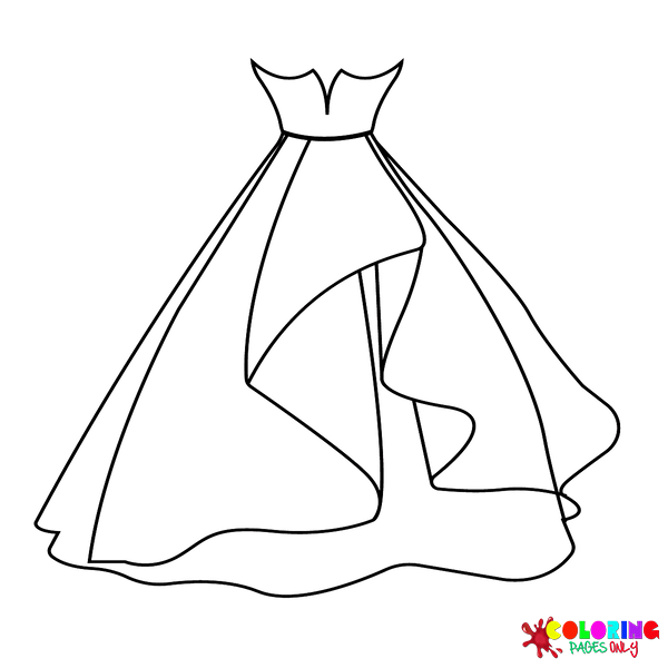 Desenhos para colorir de vestidos de noiva