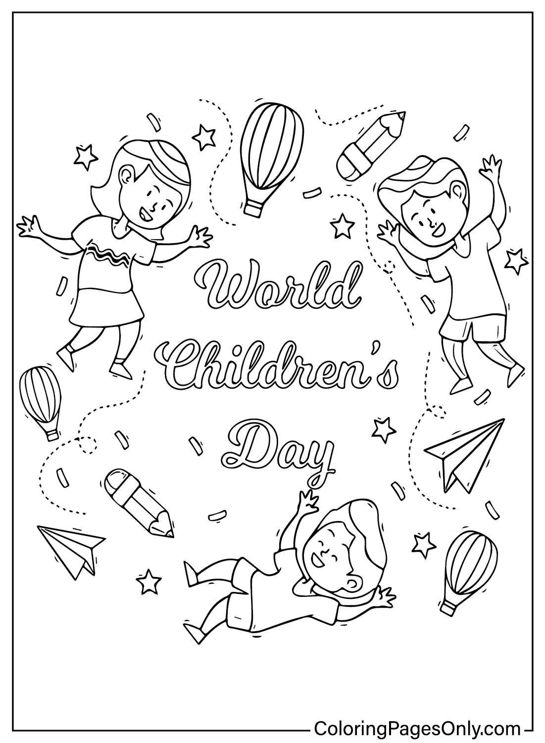 Página colorida do Dia Mundial da Criança from Dia das Crianças