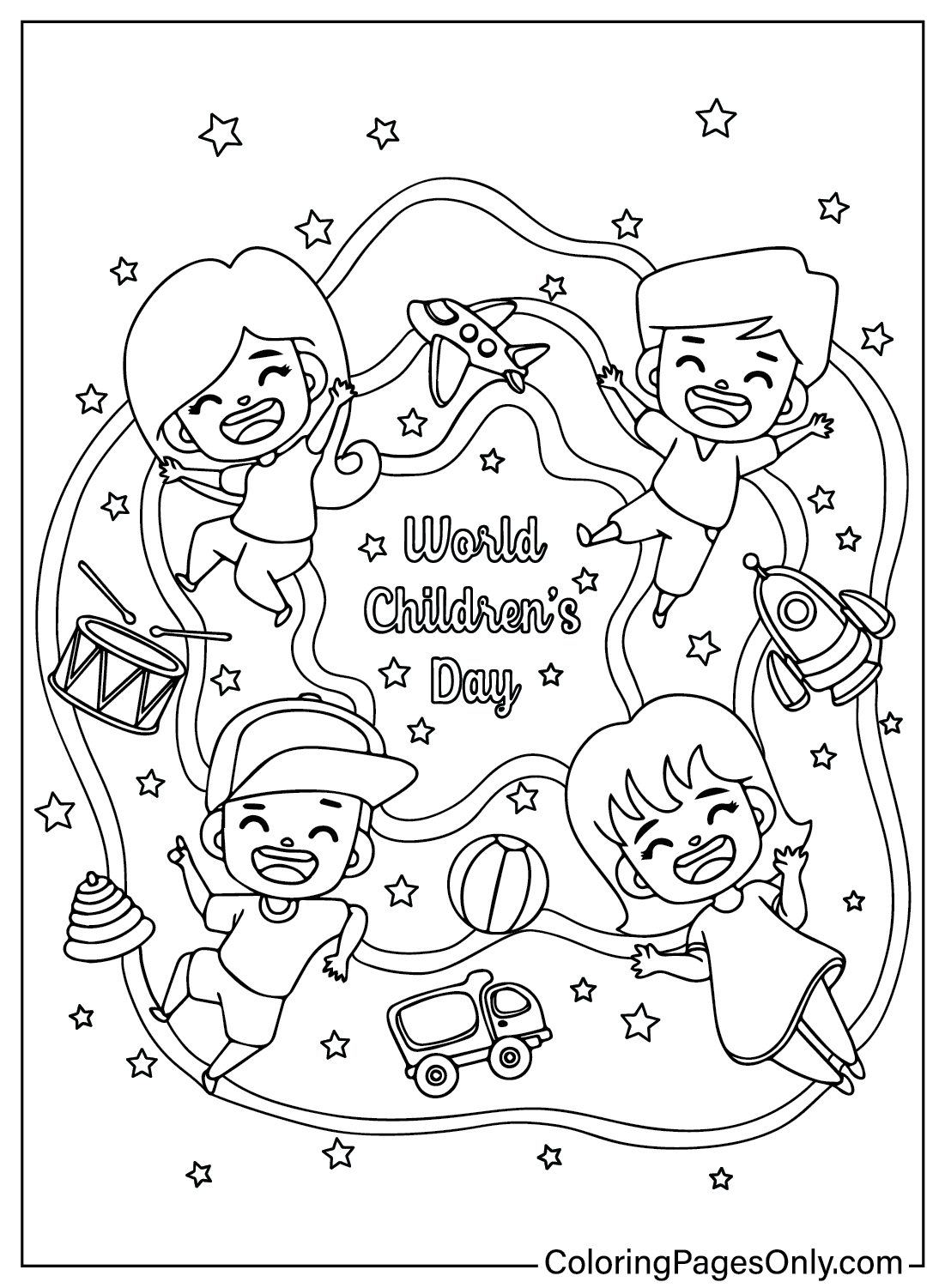Página para colorir do Dia Mundial da Criança do Dia das Crianças