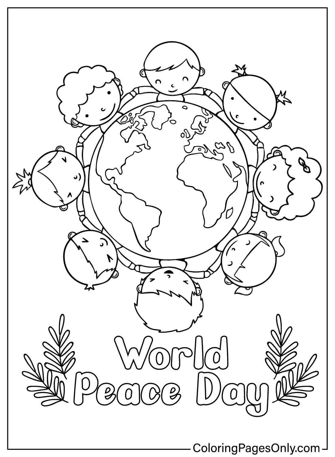 Pagina da colorare per la Giornata mondiale della pace dalla Giornata internazionale della pace