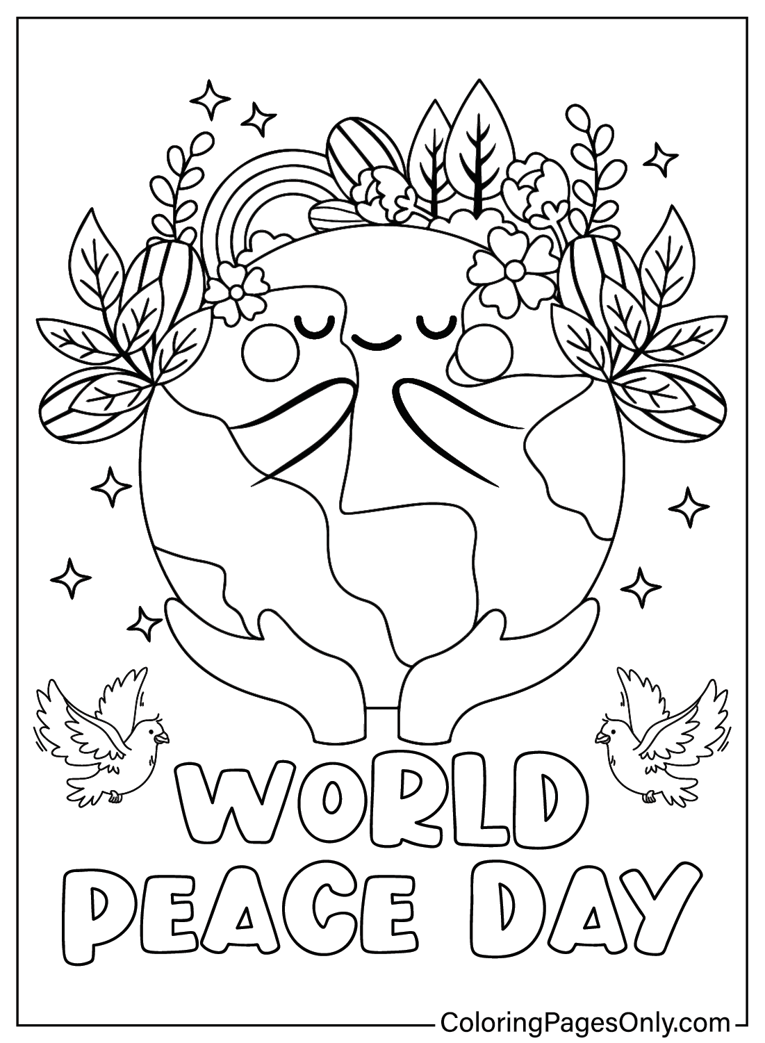 Folha para colorir do Dia Mundial da Paz do Dia Internacional da Paz