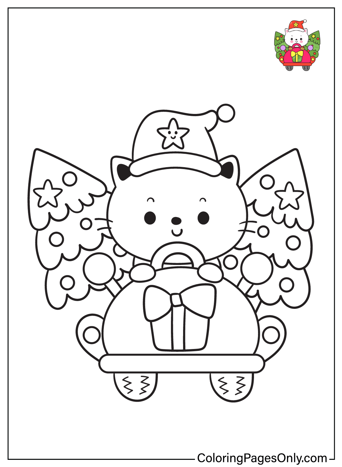 Xmas Cat Coloring Pages