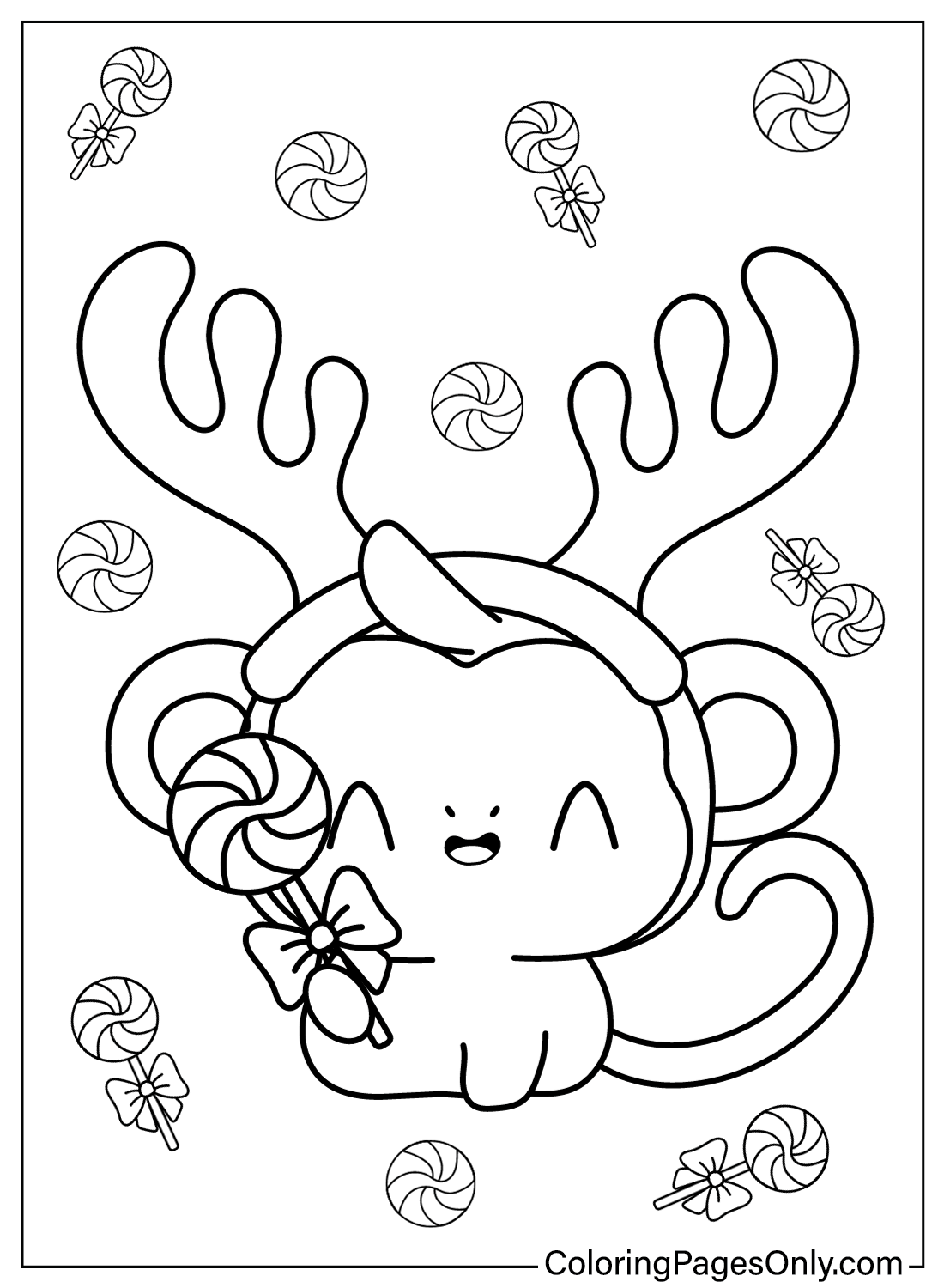 Xmas Monkey Coloring Pages
