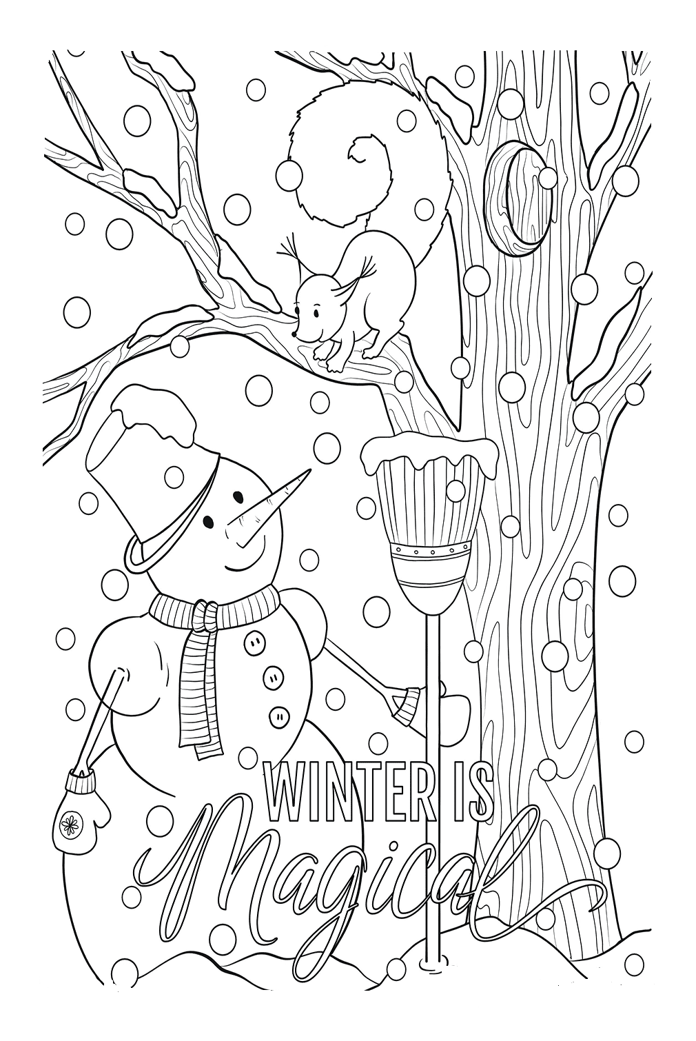 Kleurenpagina Sneeuwpop van Sneeuwman