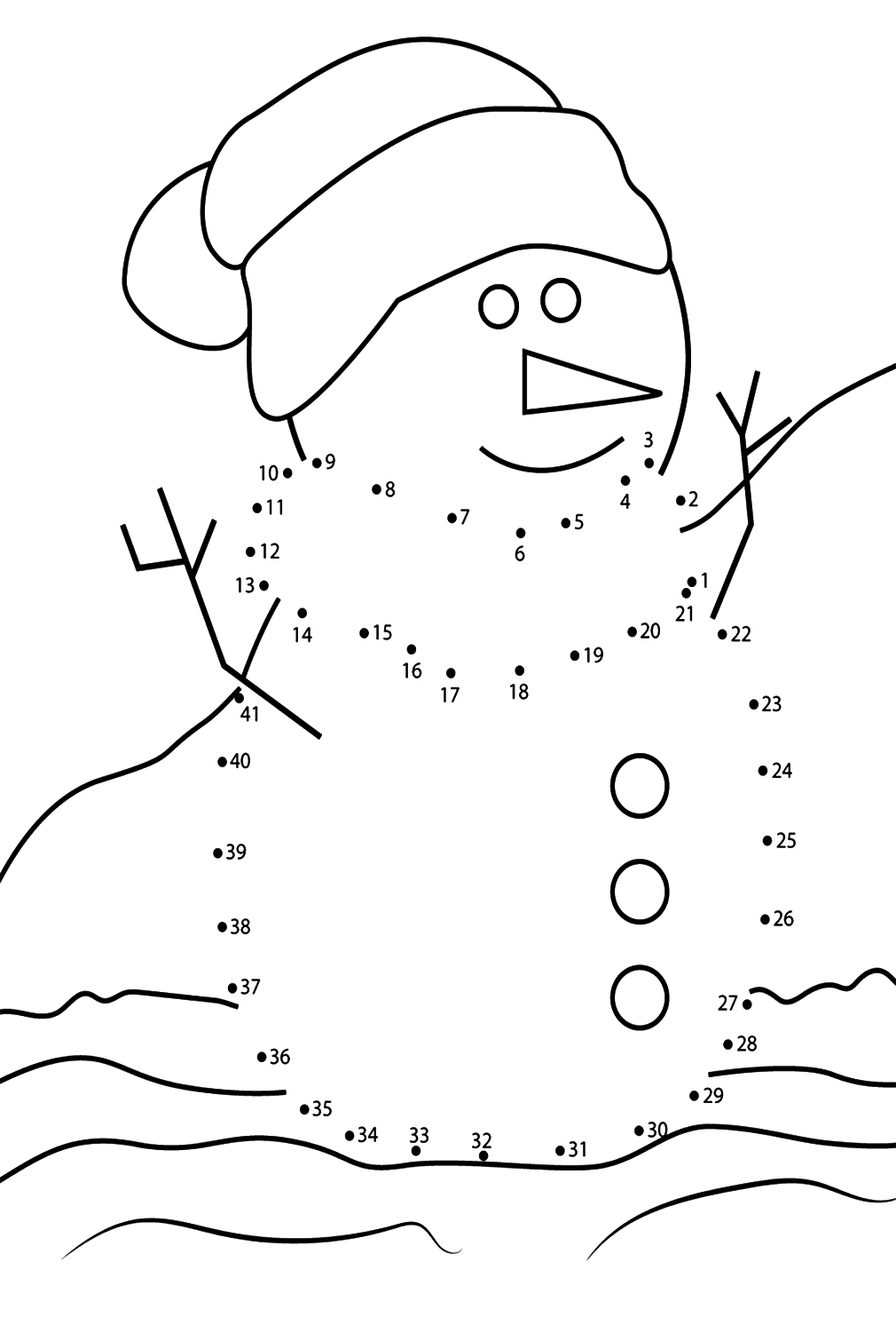 Dot To Dot Snowman Coloring Page