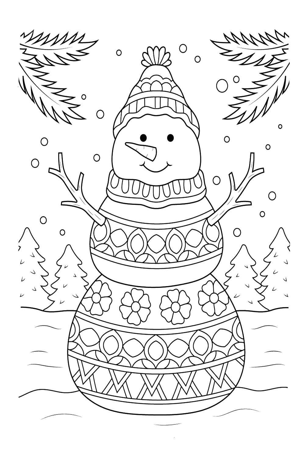 Snowman Coloing Pages For Adults