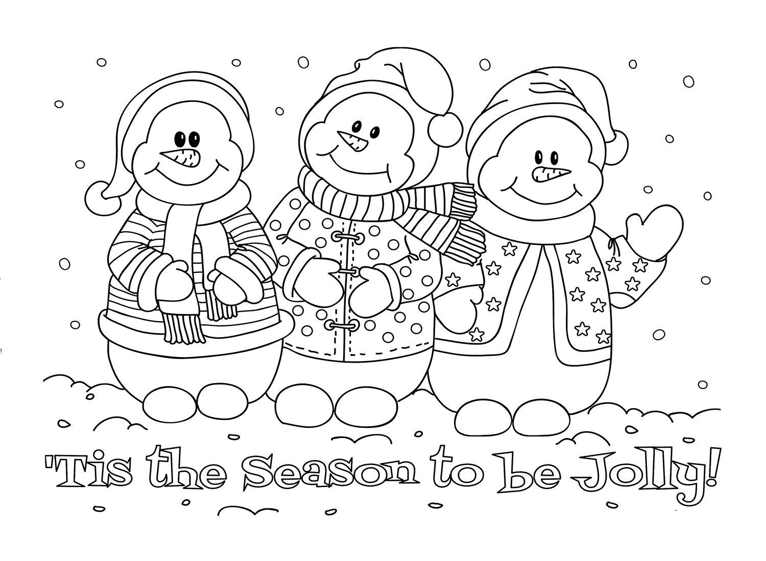 Tres muñecos de nieve para colorear de Snowman