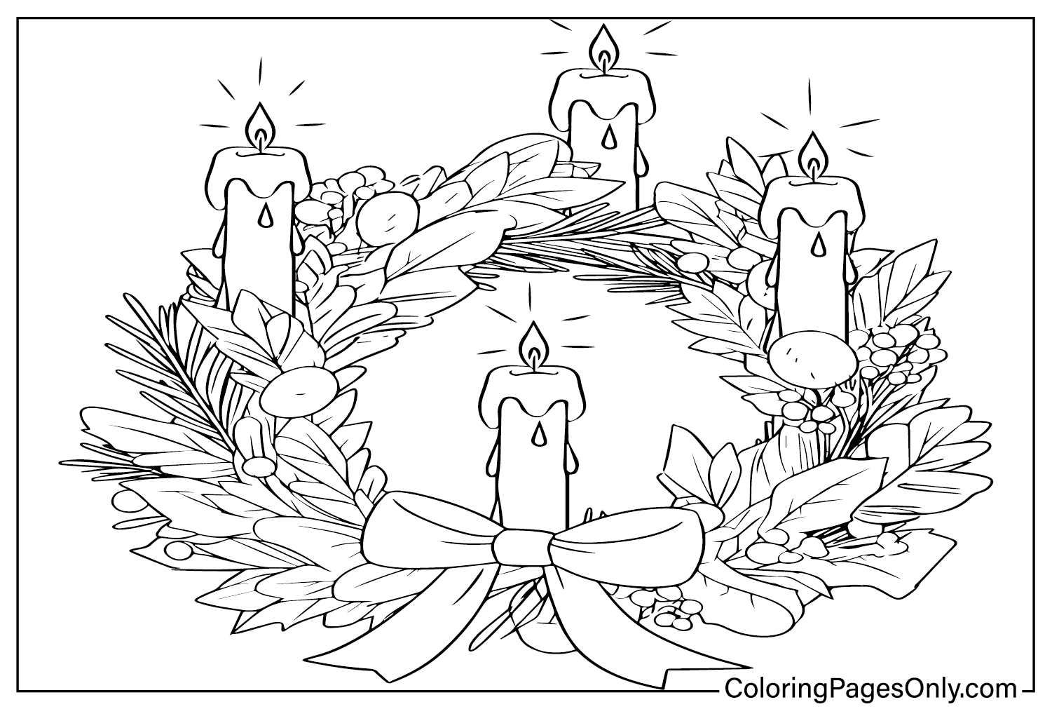 Advent Wreath Coloring Page PDF - Free Printable Coloring Pages