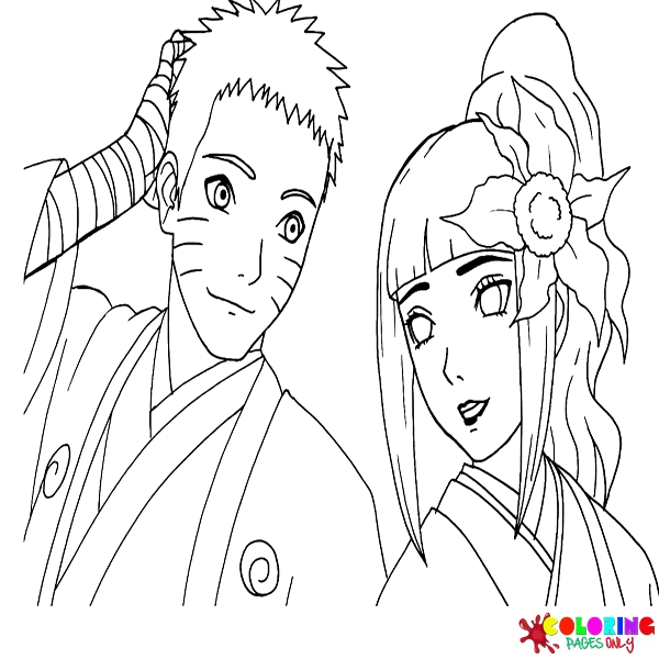 Desenhos para colorir de casal de anime