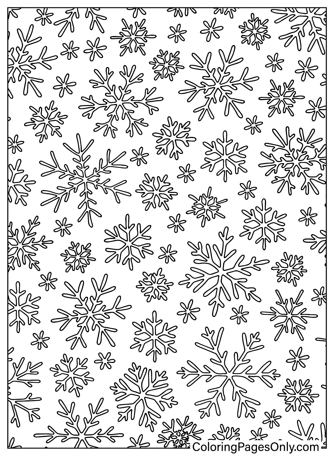 Página para colorear de fondo de copo de nieve de Snowflake