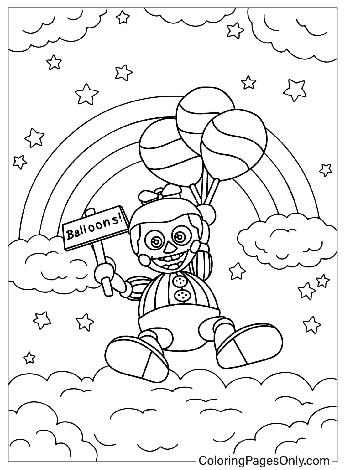 Página para colorear de Balloon Boy para imprimir desde Balloon Boy