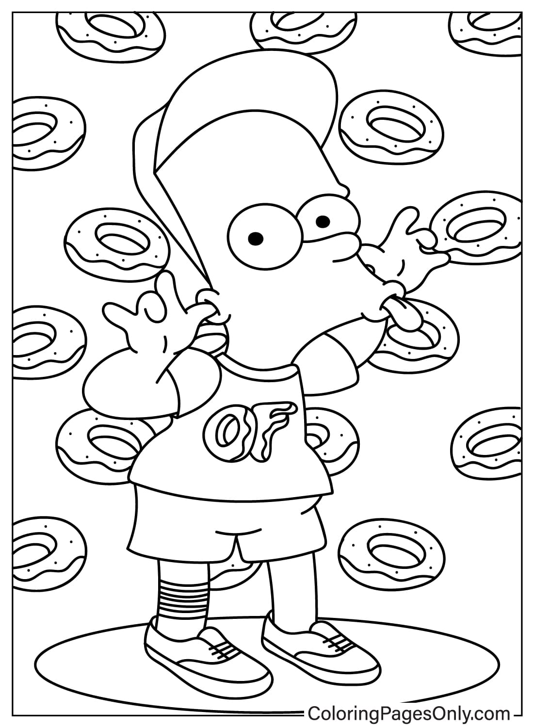 Página para colorear gratis de Bart de Los Simpson