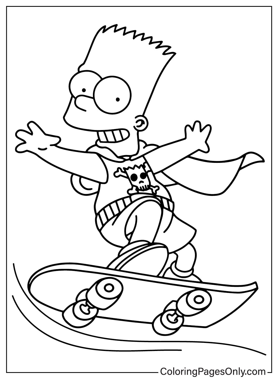 Página para colorear de Bart Simpson de Los Simpson