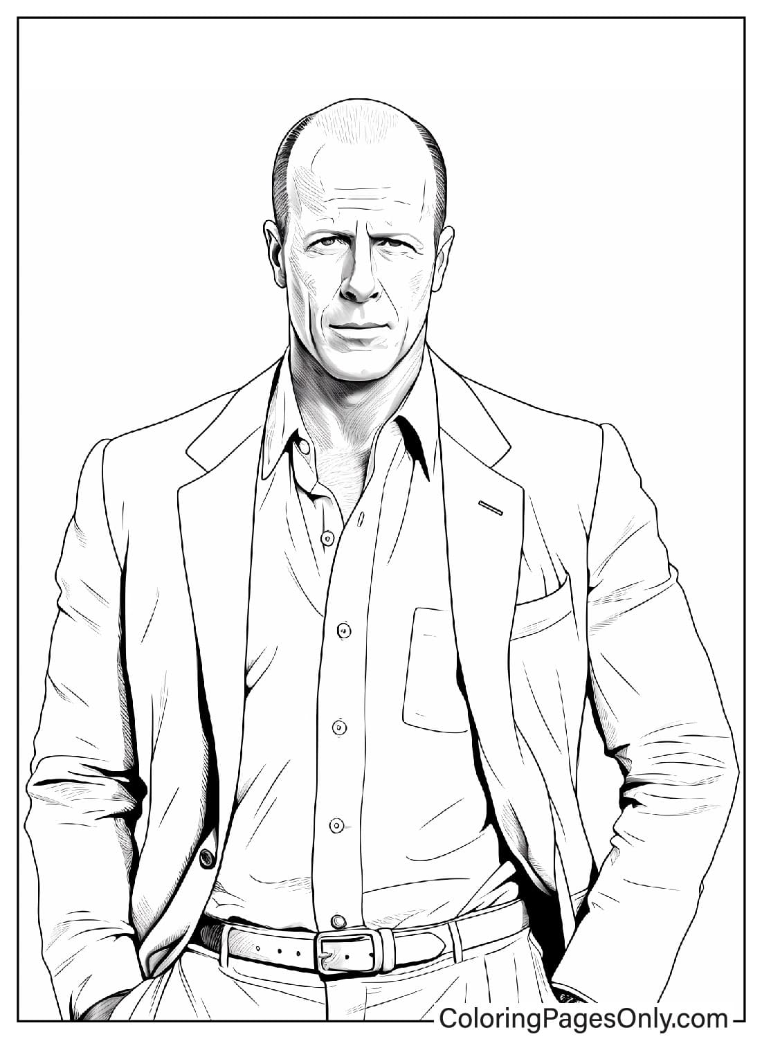 Pagina da colorare di Bruce Willis Pagina da colorare gratuita