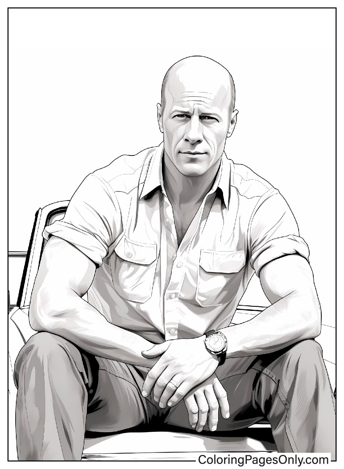 Pagina da colorare di Bruce Willis di Bruce Willis