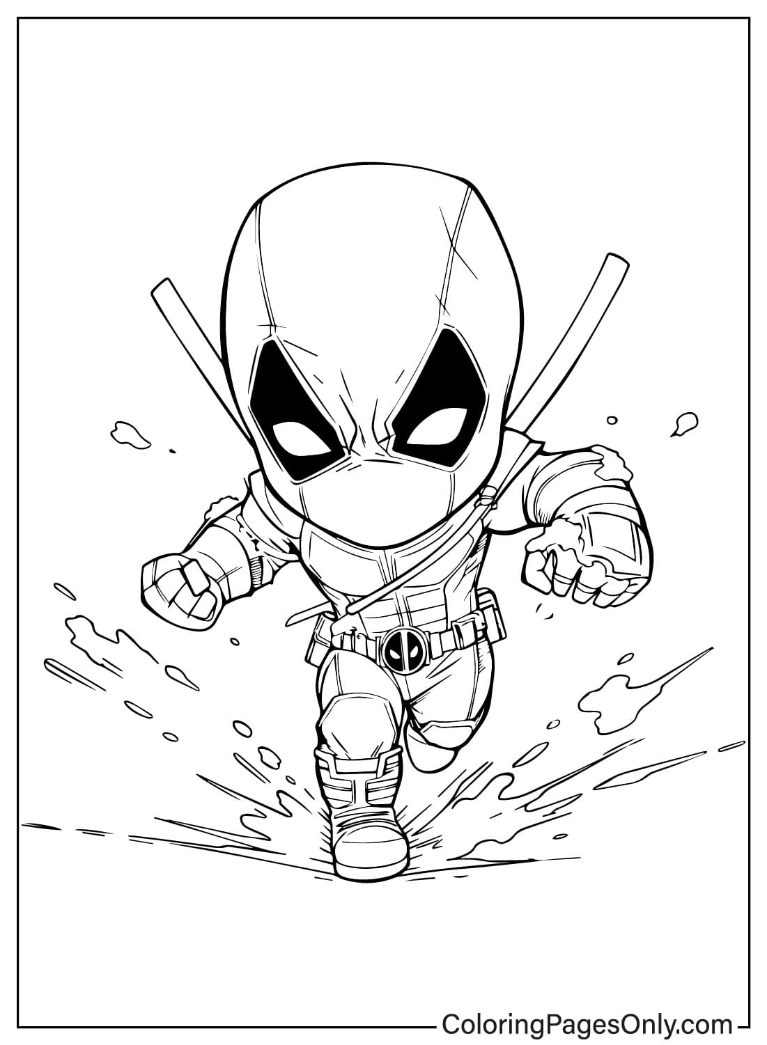 Chibi Deadpool Coloring Page