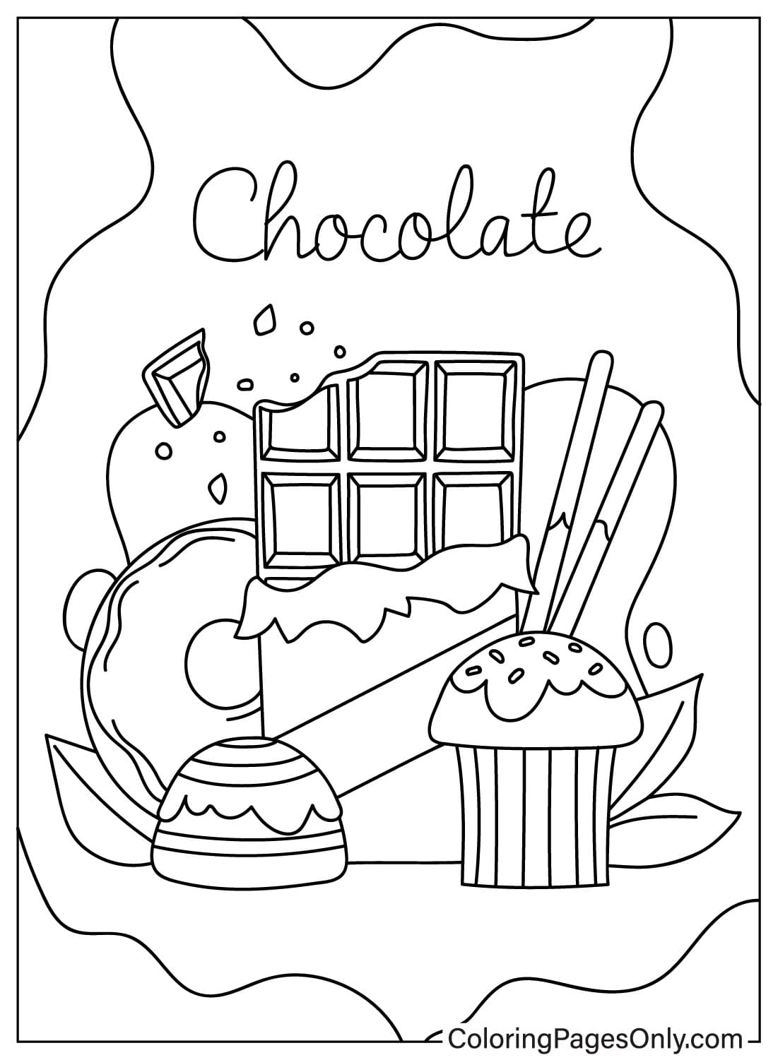 Página para colorear de chocolate Imágenes de chocolate