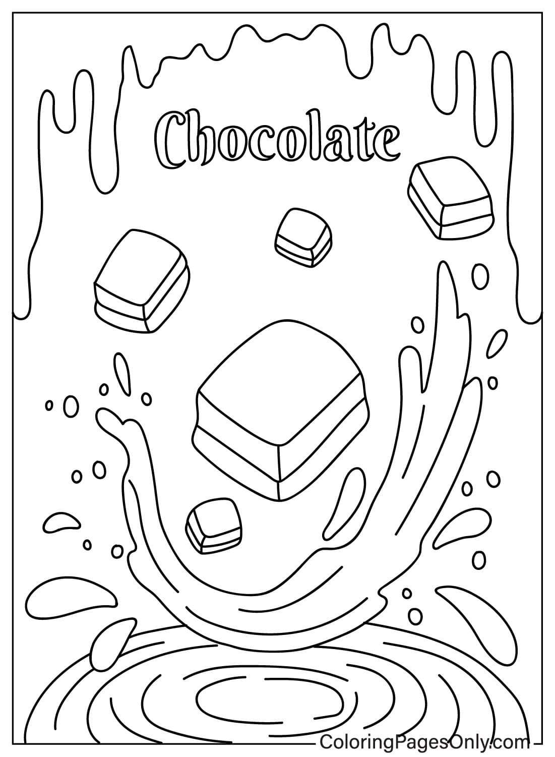 Página para colorear gratis de chocolate de Chocolate