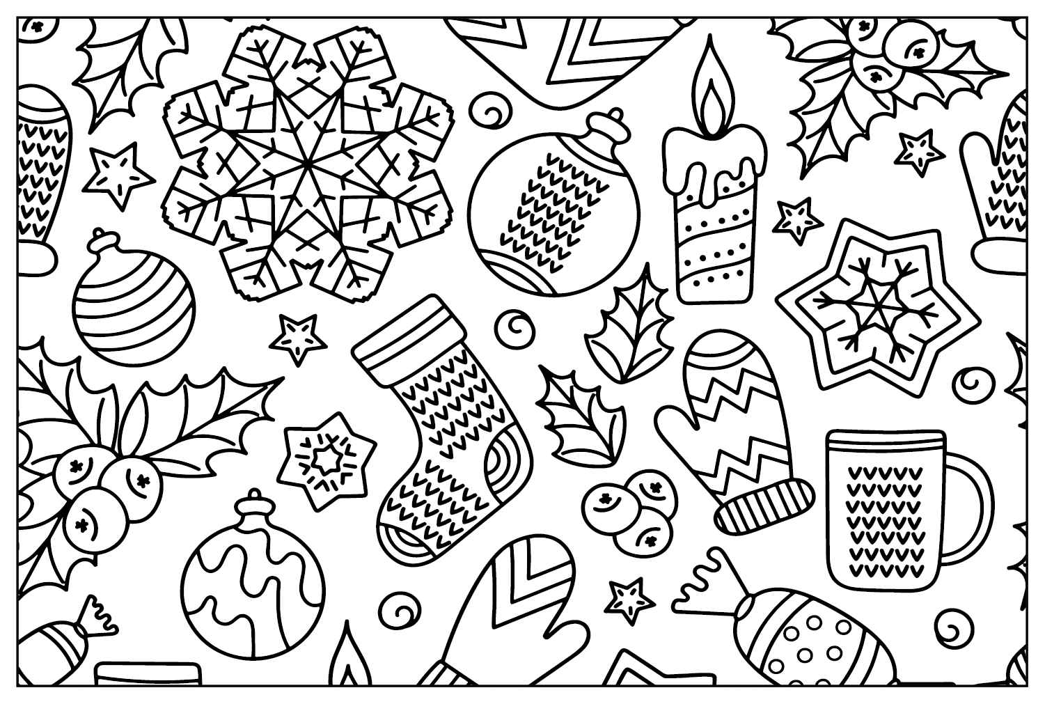 Christmas Background Free Coloring Page from Christmas Wallpaper