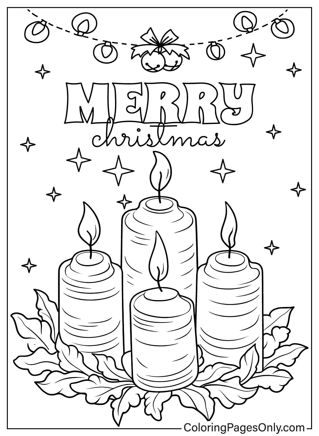 Página colorida de velas de Natal sem velas de Natal