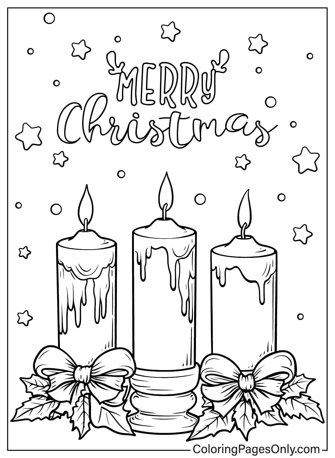 Página para colorir de velas de Natal grátis de velas de Natal