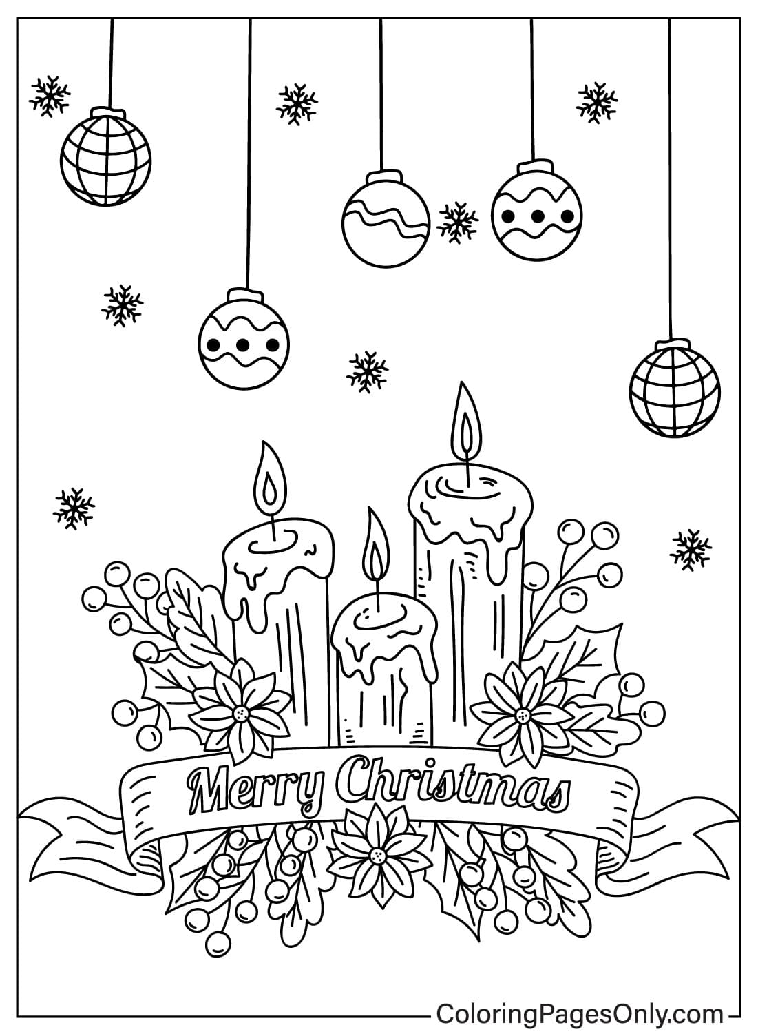 圣诞蜡烛着色页可从圣诞蜡烛打印
