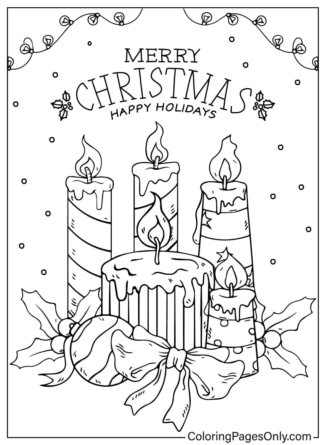 Páginas para colorir de velas de Natal para imprimir a partir de velas de Natal