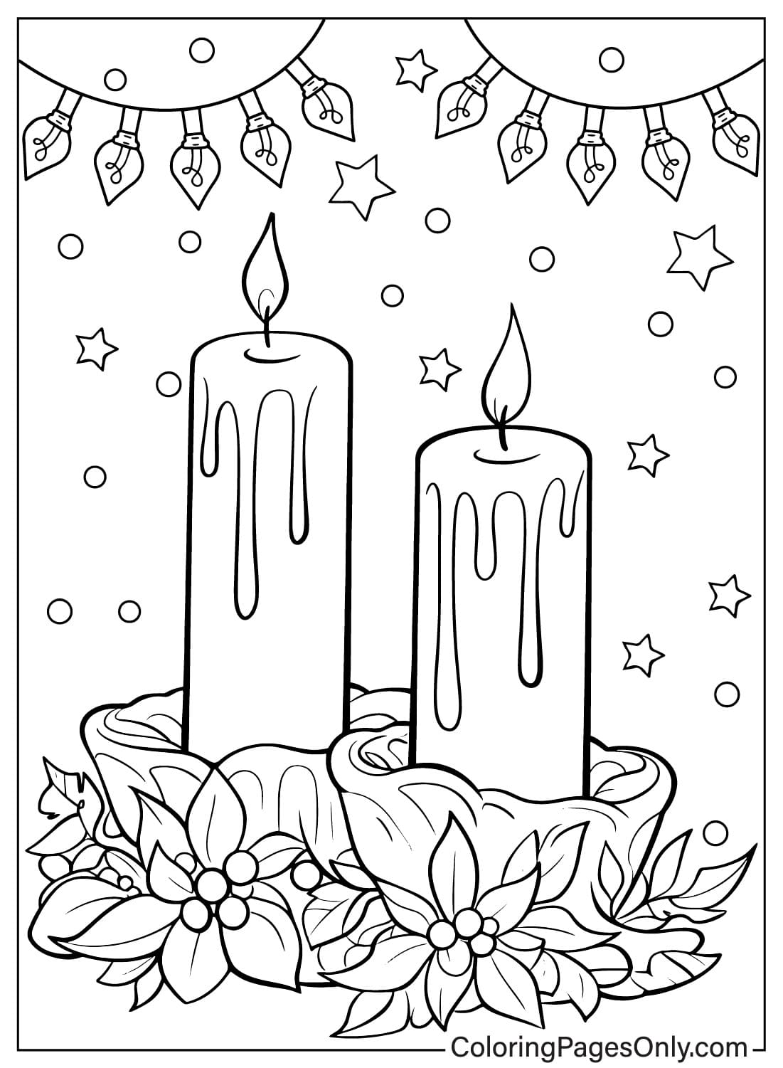 Páginas para colorir de velas de Natal para crianças a partir de Velas de Natal