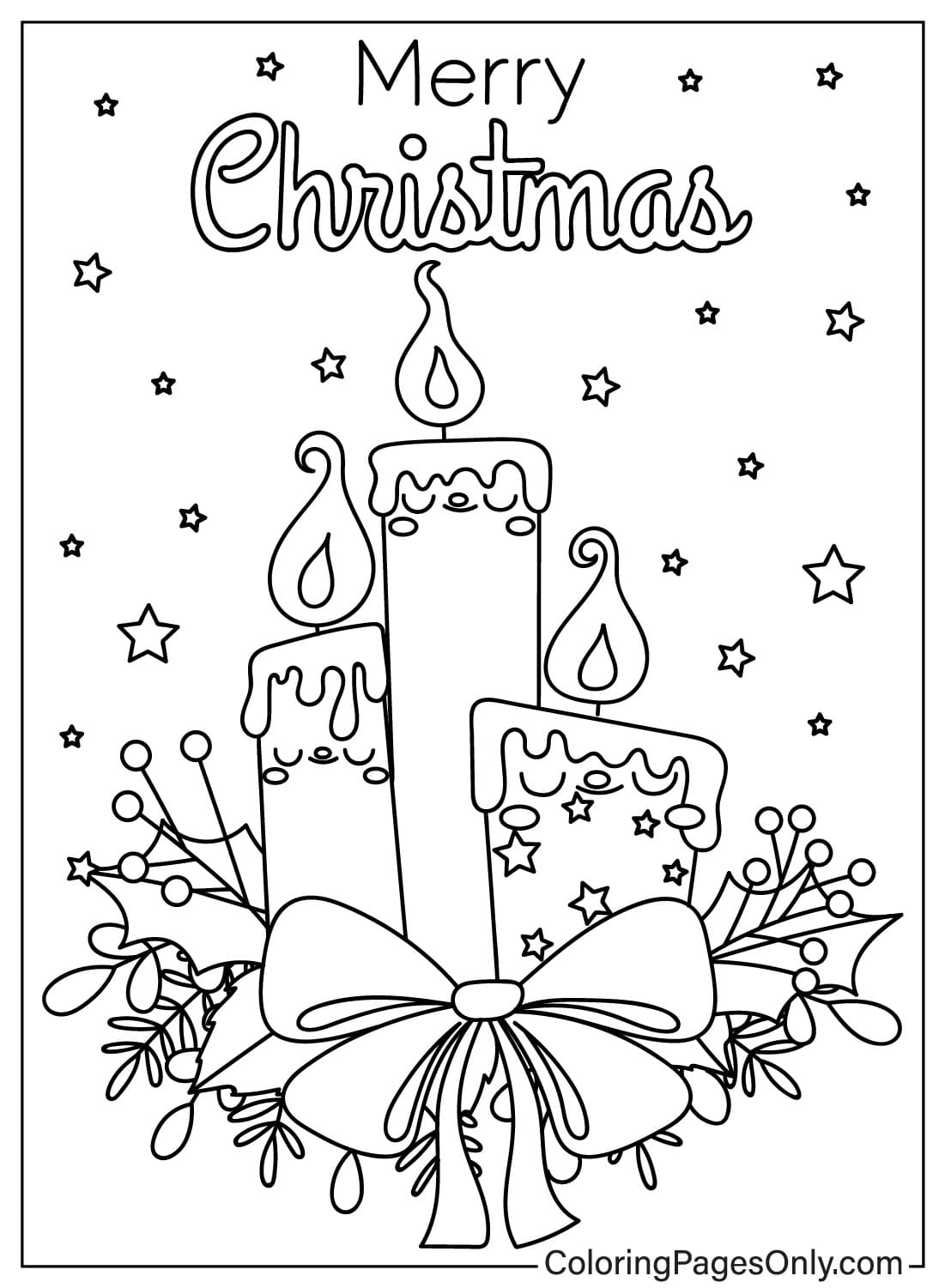 Christmas Candles Images to Color - Free Printable Coloring Pages