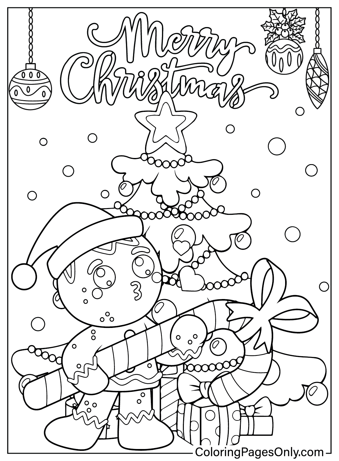 Christmas Candy Cane Coloring Sheet
