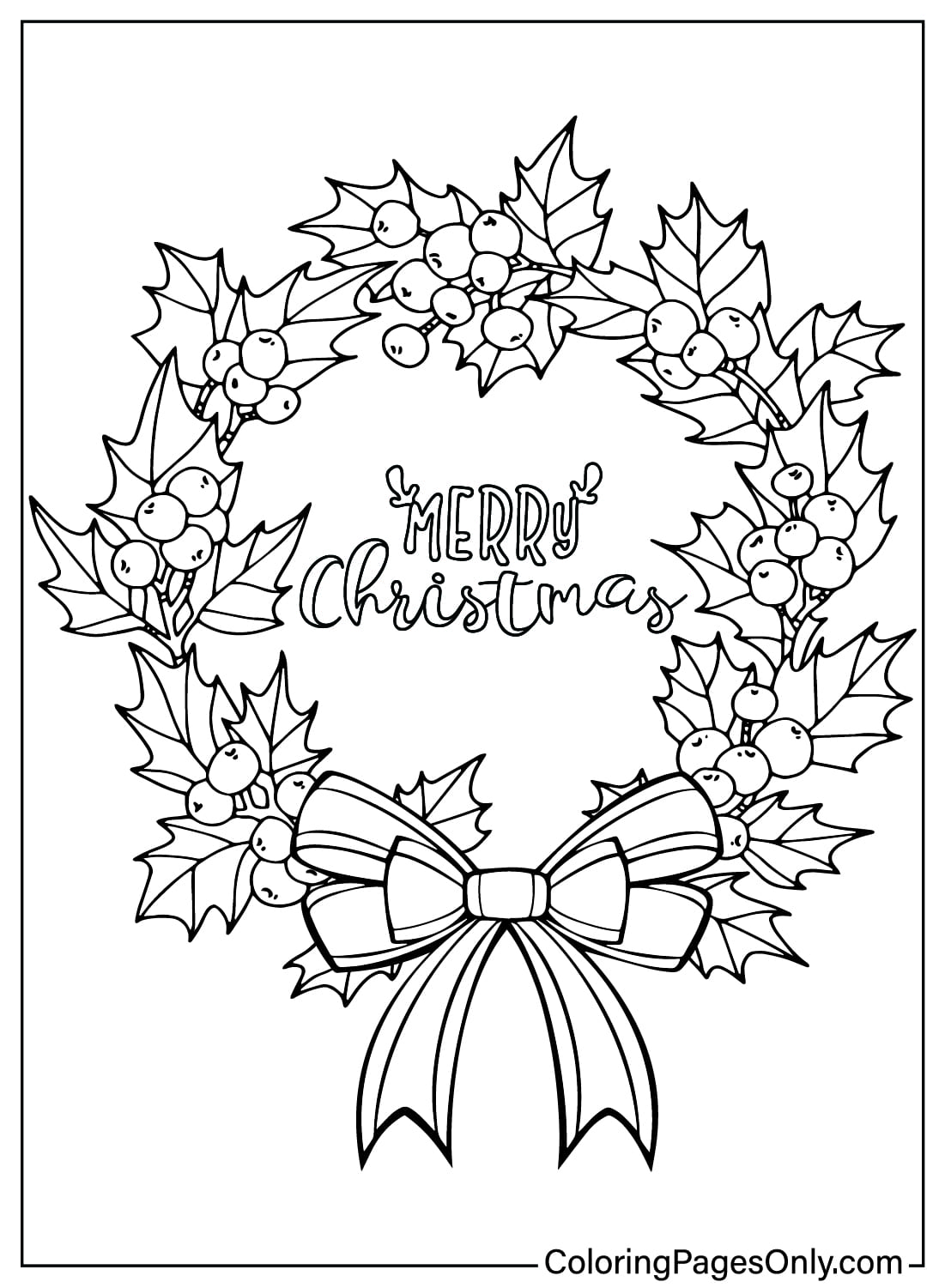 Christmas Holly Coloring Page Free Printable
