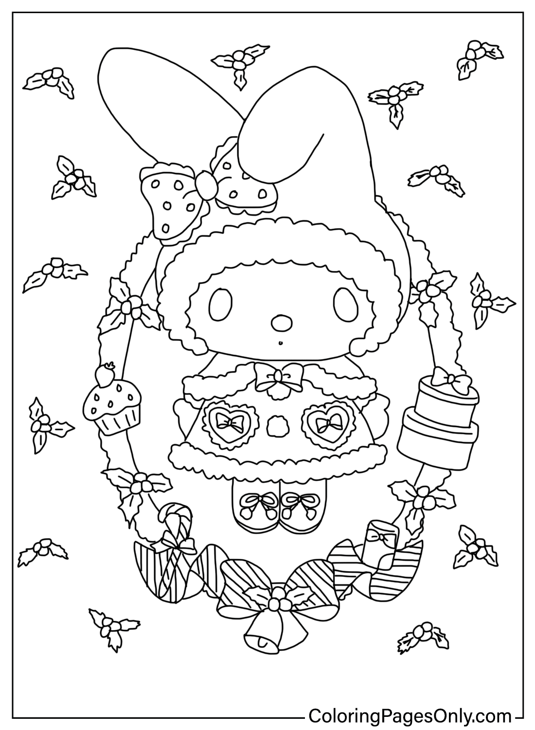 Christmas My Melody Coloring Page from My Melody